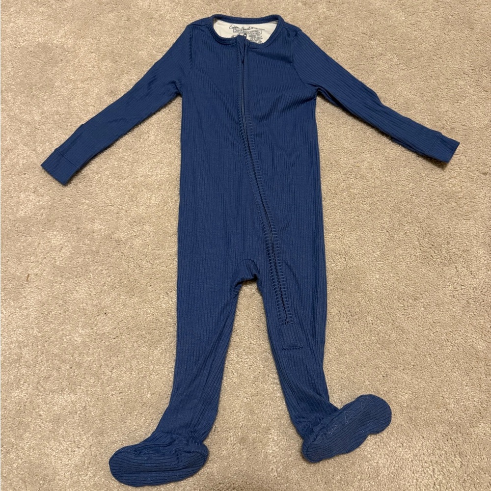 Copper Pearl Rib knit zip-up footie